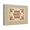 floral sampler typography on green gingham in sage green, cream, dusty pink tones — Wrapped Canvas HERO