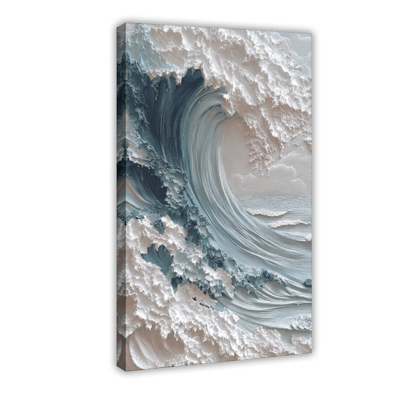 curling ocean wave in seascape art style — Wrapped Canvas HERO