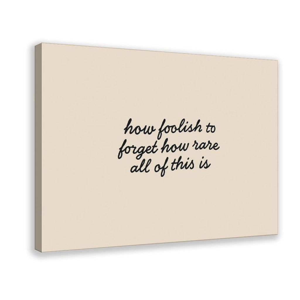 handwritten reflective quote on a warm neutral field in black, warm cream tones — Wrapped Canvas HERO