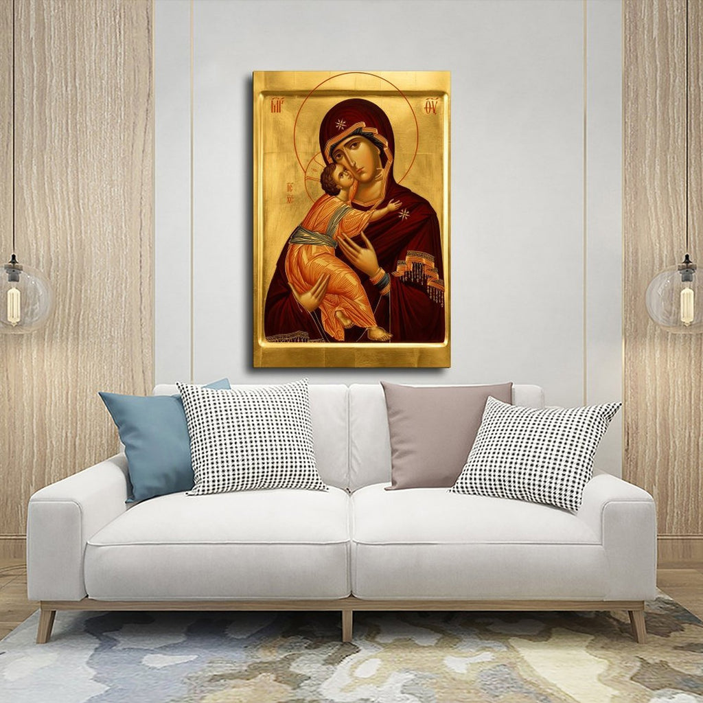 madonna and child sacred icon christian — Wrapped Canvas SCENE_03
