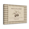 Fruit of the Spirit scripture typography with berry illustration in taupe, cream, brown tones — Wrapped Canvas HERO