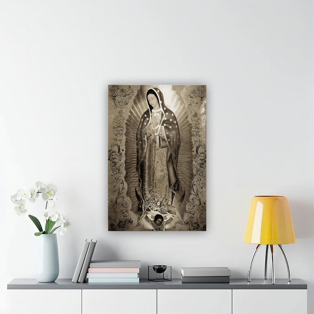 Our Lady of Guadalupe devotional figure in devotional art style — Wrapped Canvas SCENE_04
