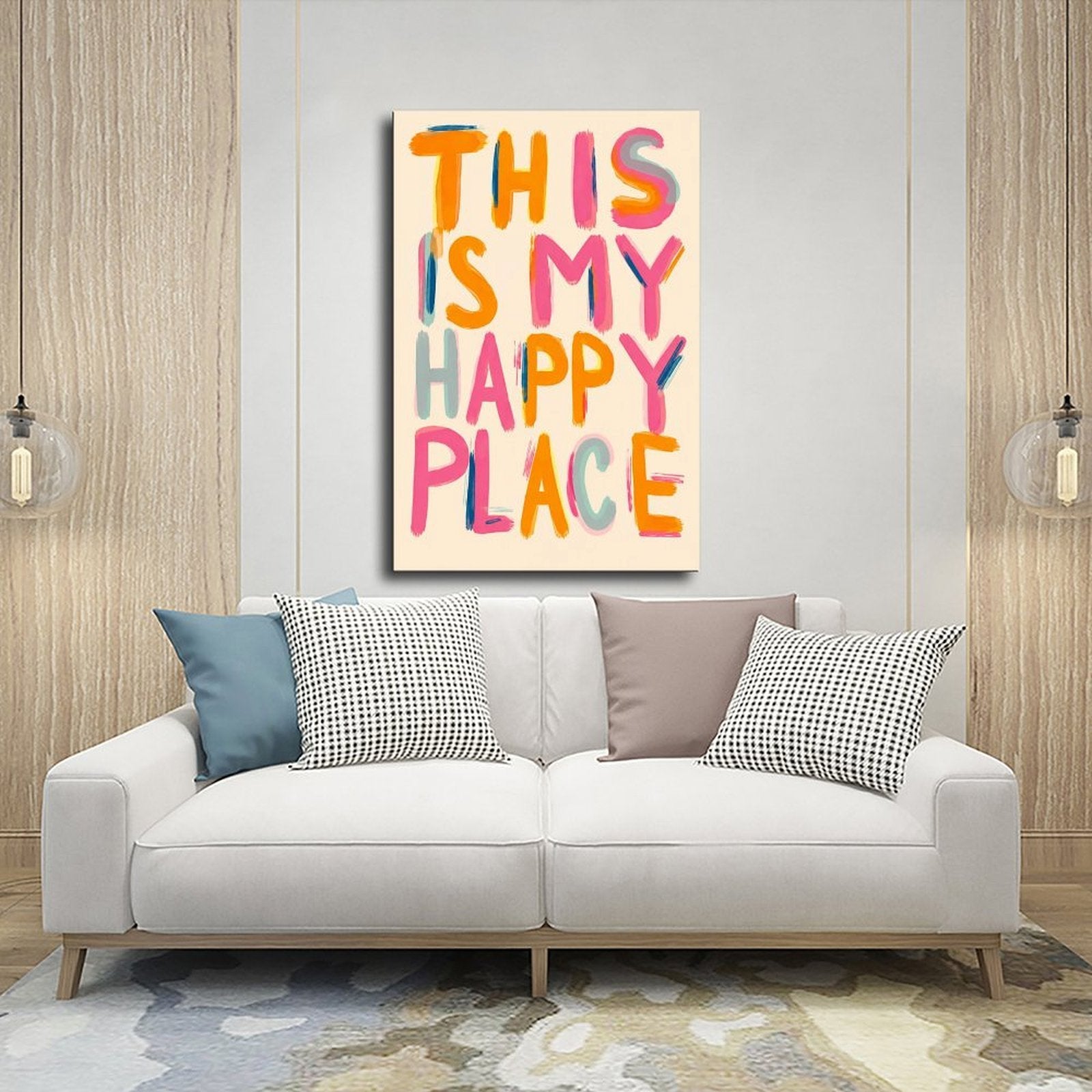 colorful hand-painted typography in orange, pink, aqua tones — Wrapped Canvas SCENE_03
