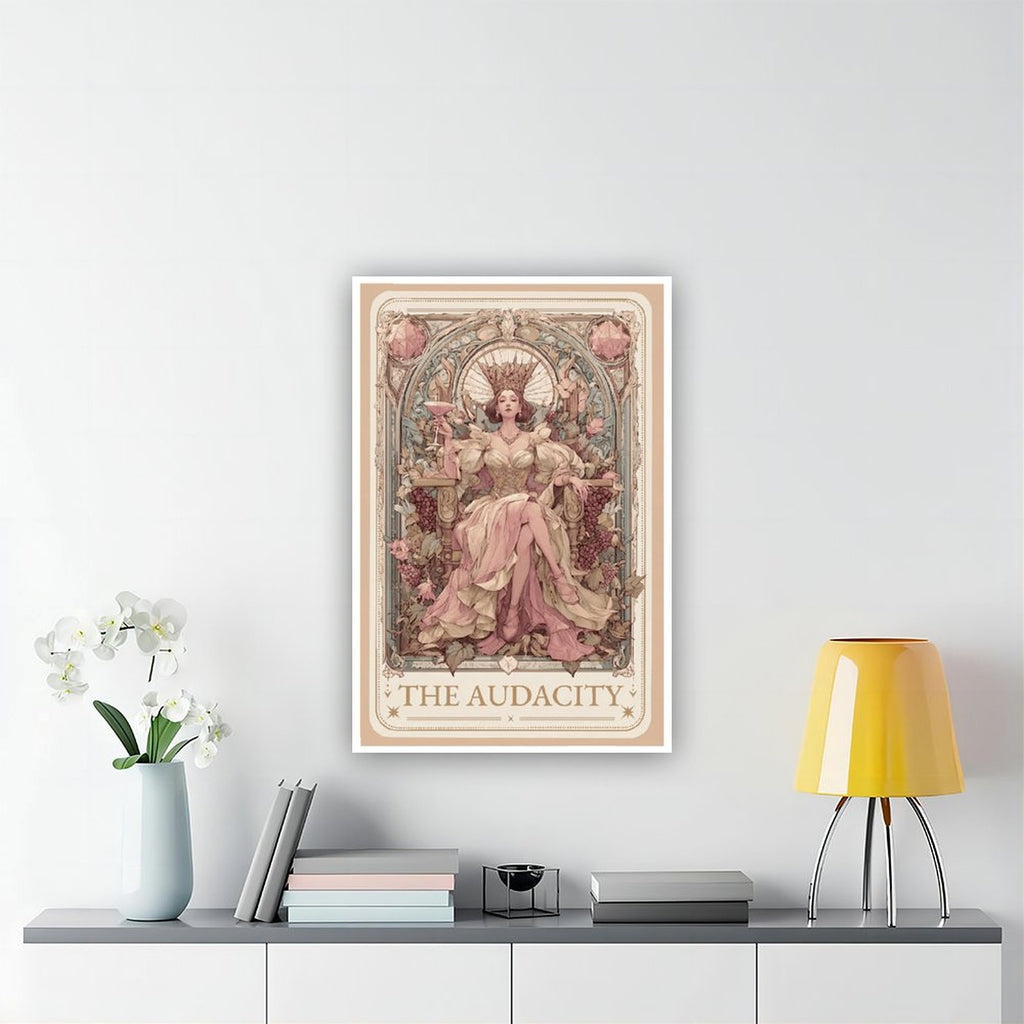 ornate crowned woman seated on a throne in art nouveau-inspired illustration style — Wrapped Canvas SCENE_04
