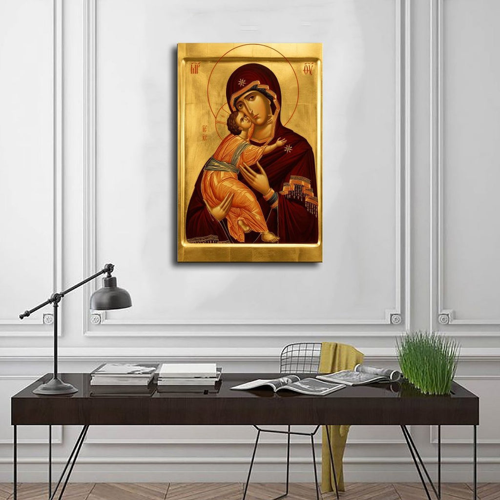 madonna and child sacred icon christian — Wrapped Canvas SCENE_01