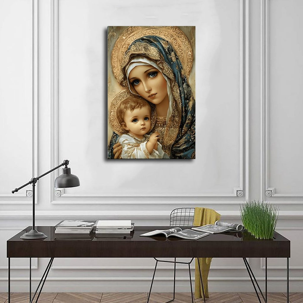 madonna with child devotional christian — Wrapped Canvas SCENE_01