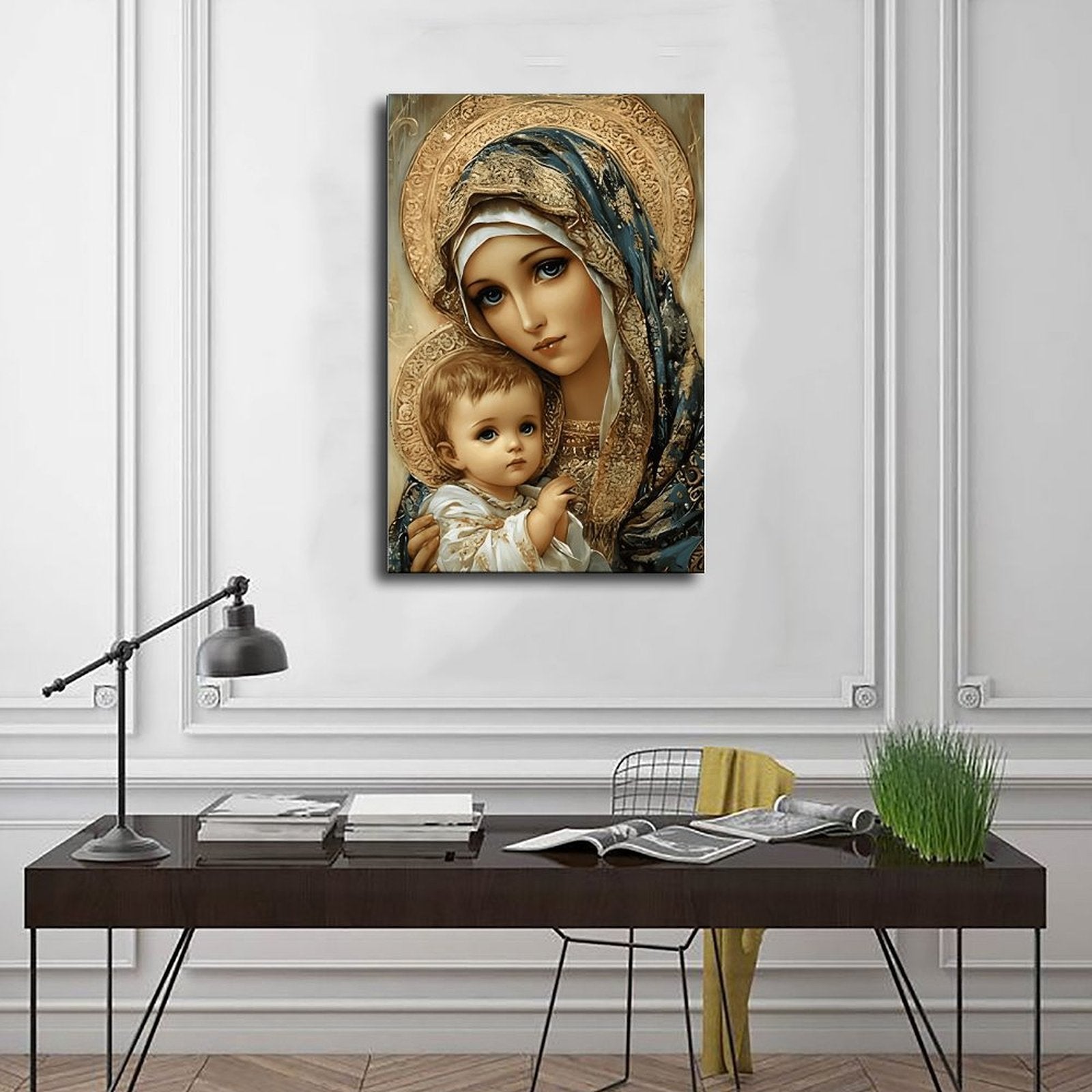 madonna with child devotional christian — Wrapped Canvas SCENE_01