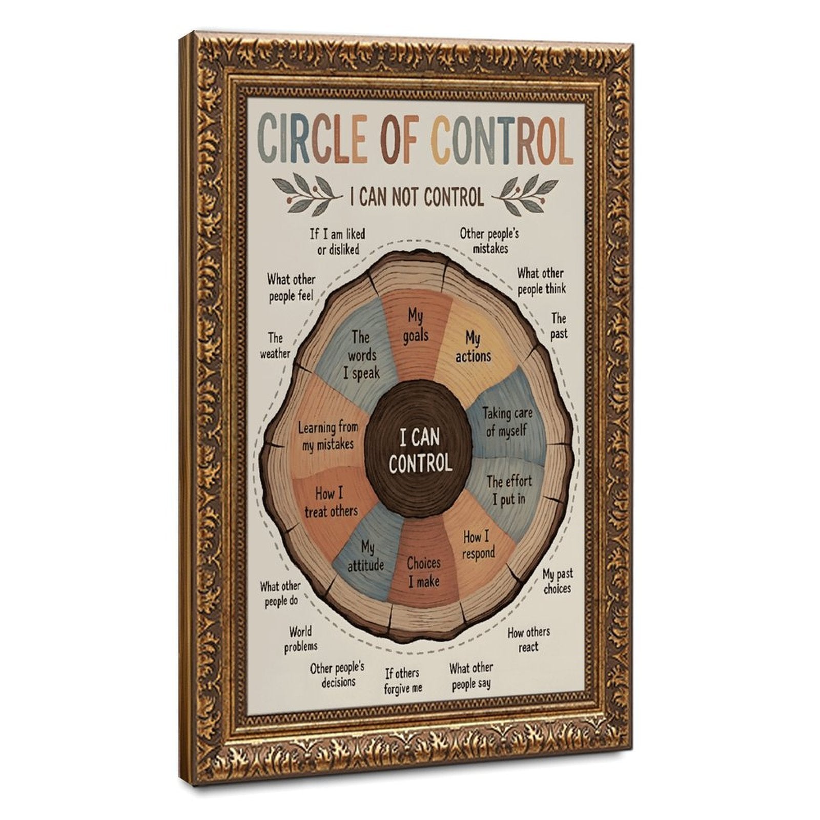 Circle of Control self-reflection infographic in infographic design style — Vintage Gold Frame HERO